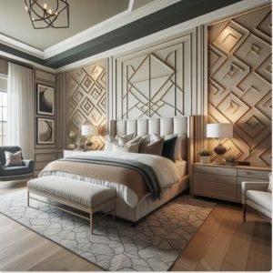 Accent wall with geometric pattern